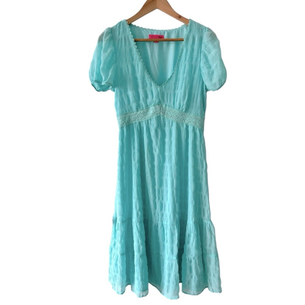 Betsey Johnson Tiffany Blue Romantic Midi Dress Size M - Picture 3 of 11